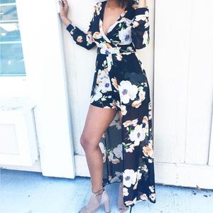 Black Floral Romper